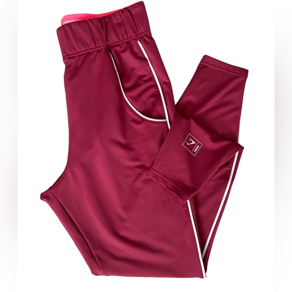 Gymshark Reces Joggers Redish Size Small Fold Over Waist Band Pockets High Rise